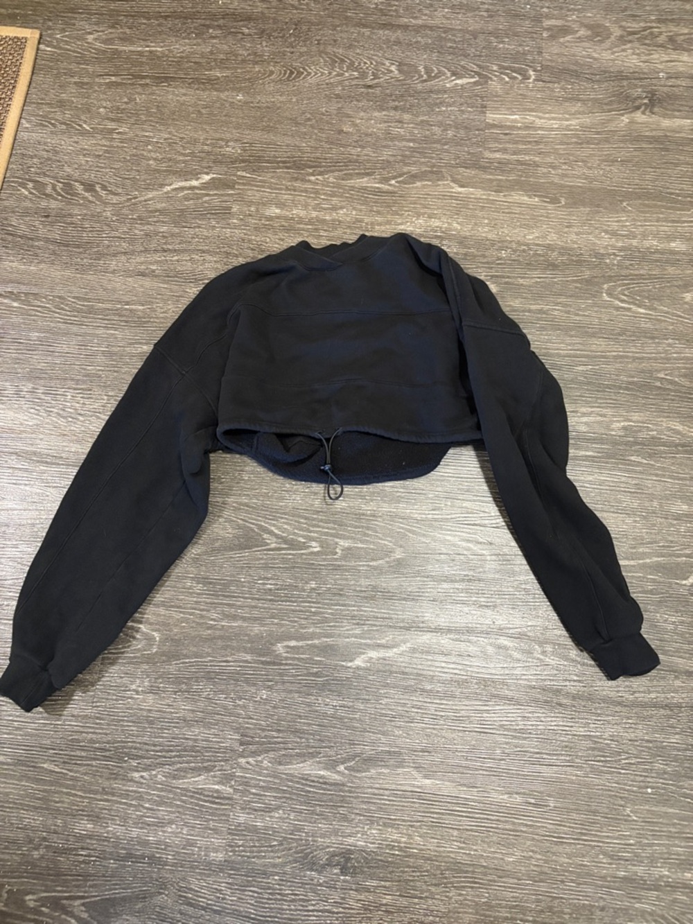 Joah Brown Black Cropped Drawstring Sweatshirt